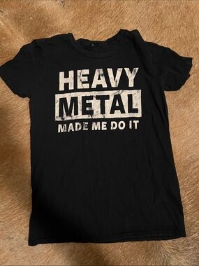 Black Graphic 'Heavy Metal Made Me Do It' Tee